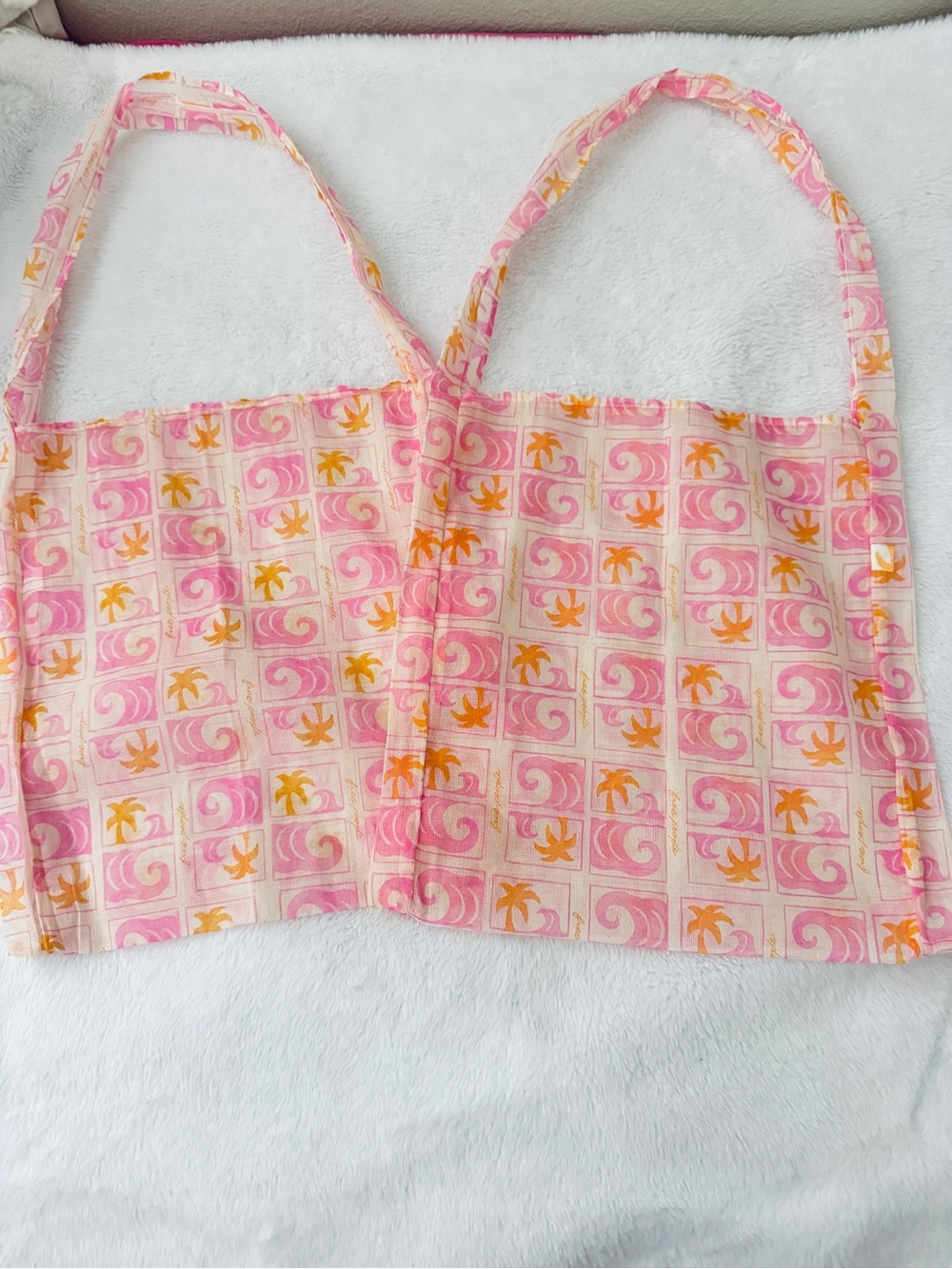 2 Free people Pink & Orange Patterned Summer Totes/shopping bags